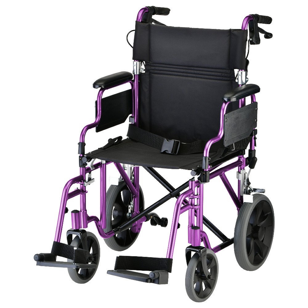 Transport Chair- 19 Inch  Lightweight Purple